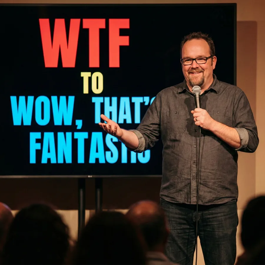 Tim Kilroy speaking on stage at a WTF Agency Method event